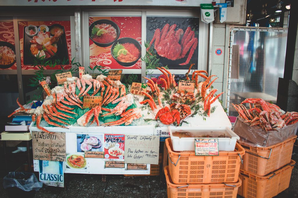 Nijo Fischmarkt Sapporo Krabben | Berg- und Talfahrt